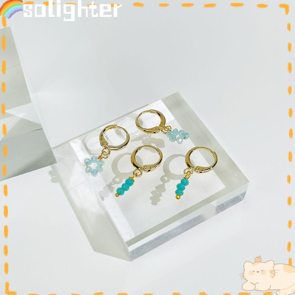 Solighter Earrings Fashion Asimetris Anting Wanita Manik Akrilik
