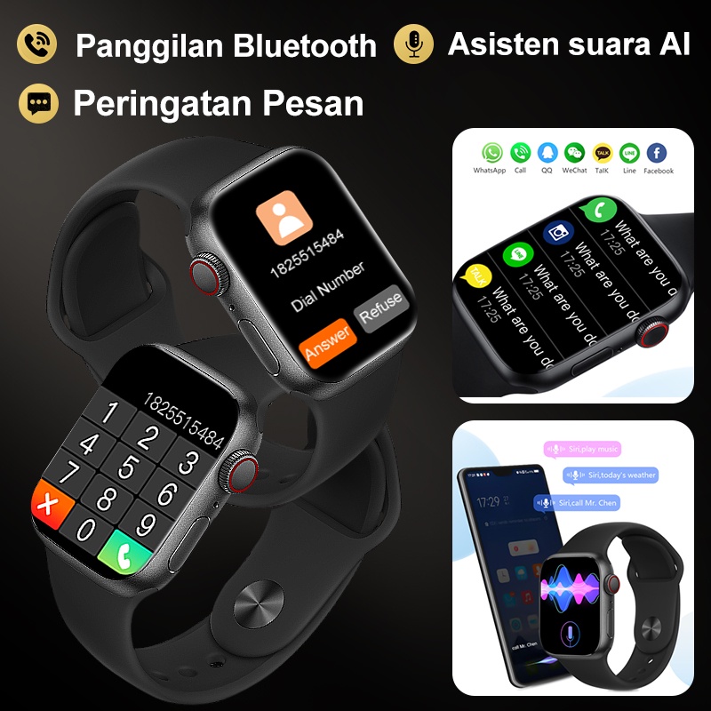 AmazeFan 2.0 inch Smartwatch jam tangan  Layar Penuh smartwatch  wanita pria  Layar Sentuh Android/IOS anti air Health SpO2 Pemantauan tidur，Mode olahragaMusik，Bluetooth，Asisten Suara Pintar，Pemotretan foto，Peringatan penelepon，Pengisi daya magnetik