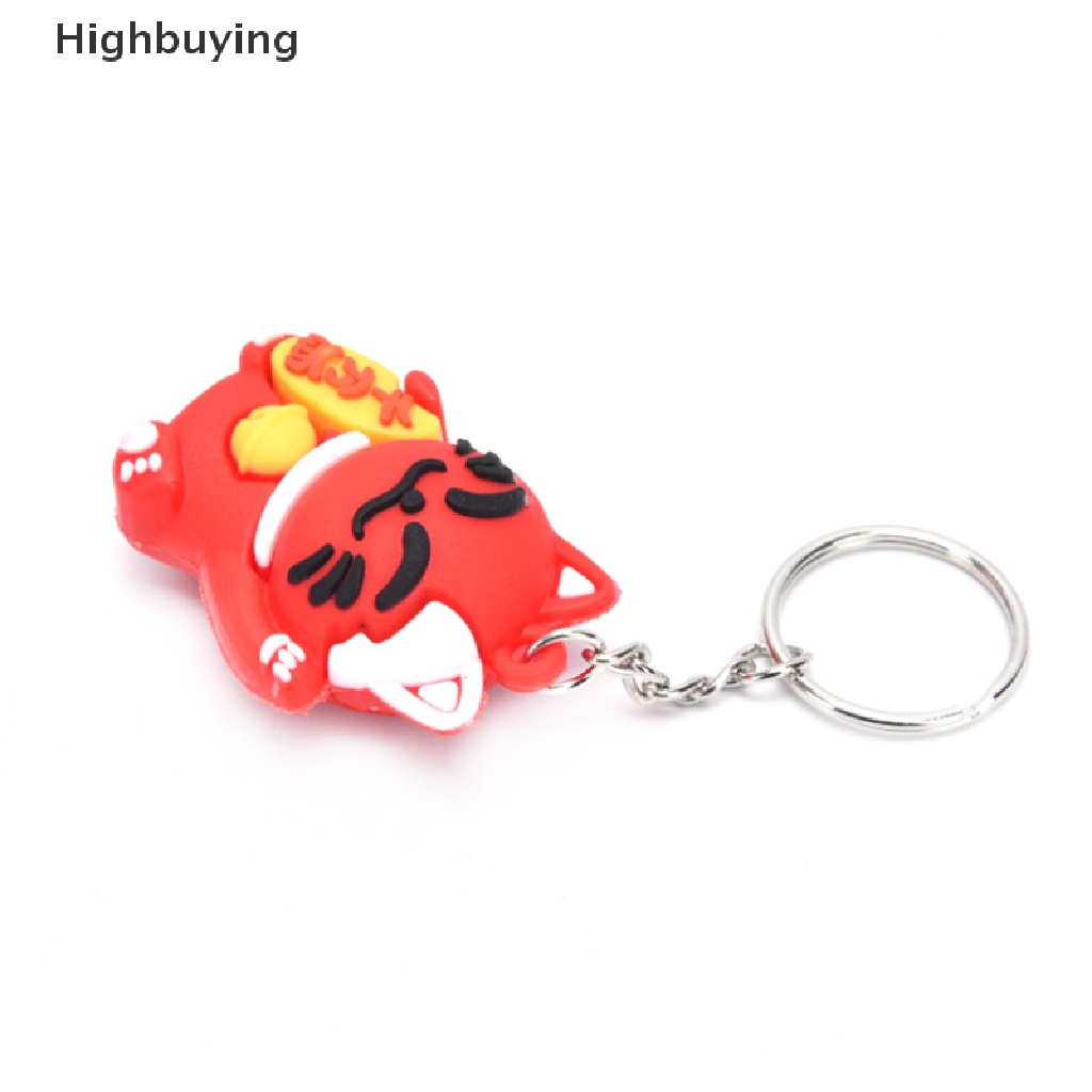 Hbid PVC Soft Lucky Cat Cute Pendant Key ring Gantungan Kunci Tas Mobil Kunci Souvenir Hadiah Glory