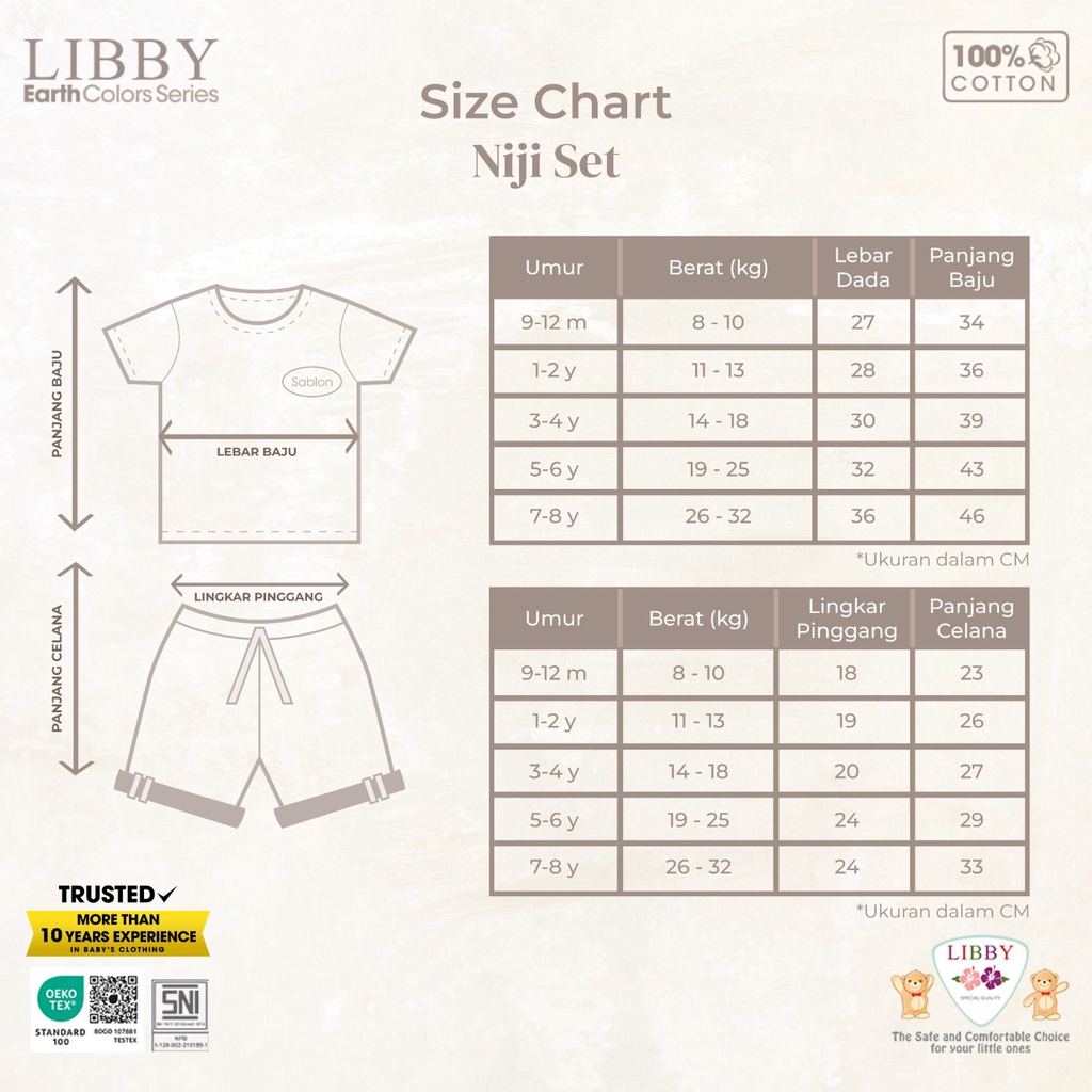 LIBBY BABY NIJI SET BOY AND GIRL SETELAN ANAK PEREMPUAN DAN LAKI-LAKI 9 BULAN - 8 TAHUN