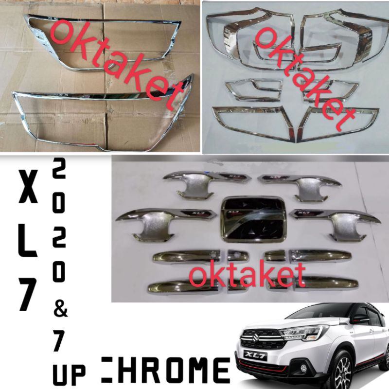 paket lengkap garnish depan belakang outer handle tank cover XL7 2020 2023 hitam &amp; Chrome