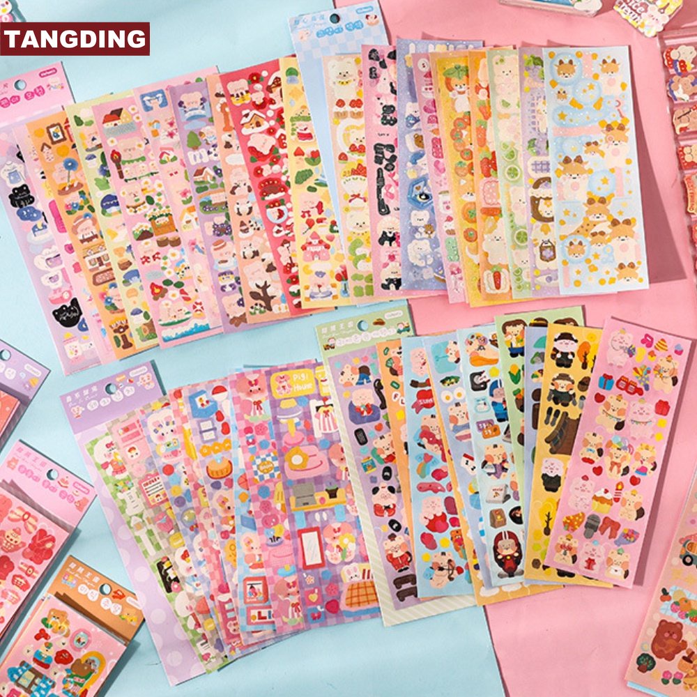 [COD Tangding] 10pcs Kartun Beruang Lucu Guka Stiker Anak DIY Tangan Rekening Label Aksesoris