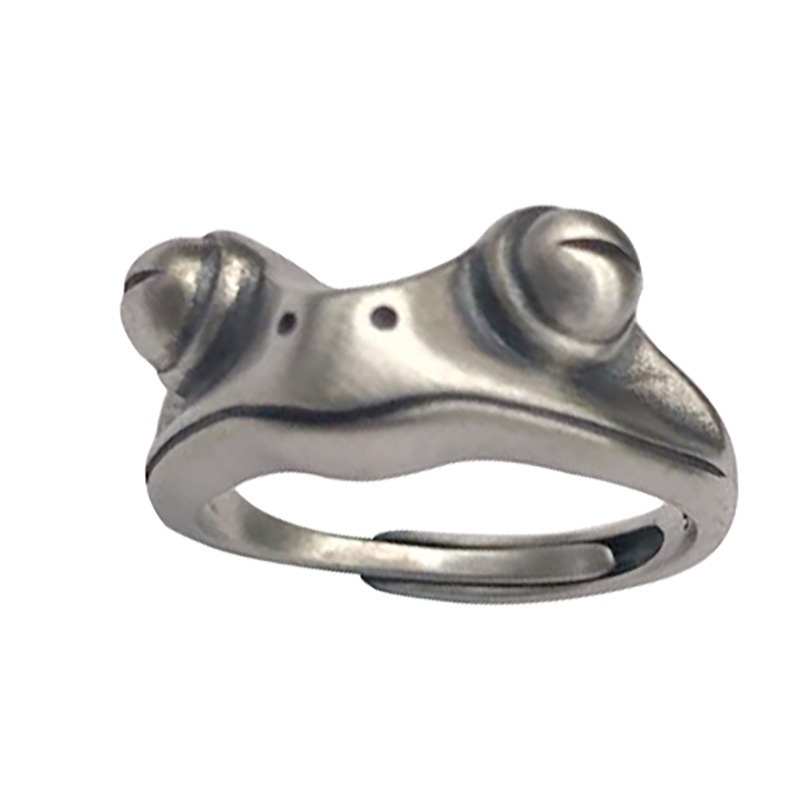 Cincin Desain Mata Kodok Tertutup | Cincin Bentuk Hewan | Aksesoris Pria Dan Wanita | Cincin Pasangan | Sendok Garpu Bahan Stainless Steel