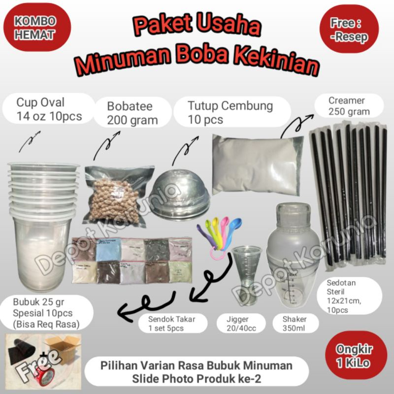 PAKET USAHA MINUMAN BOBA KEKINIAN KOMBO HEMAT