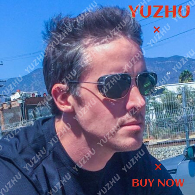 (YUZHU) Vintage Mode Double Beam Oversized Frame Kacamata Hitam Pria Mode Barat Olahraga Luar Ruangan Mengemudi Kerai Kacamata Hitam