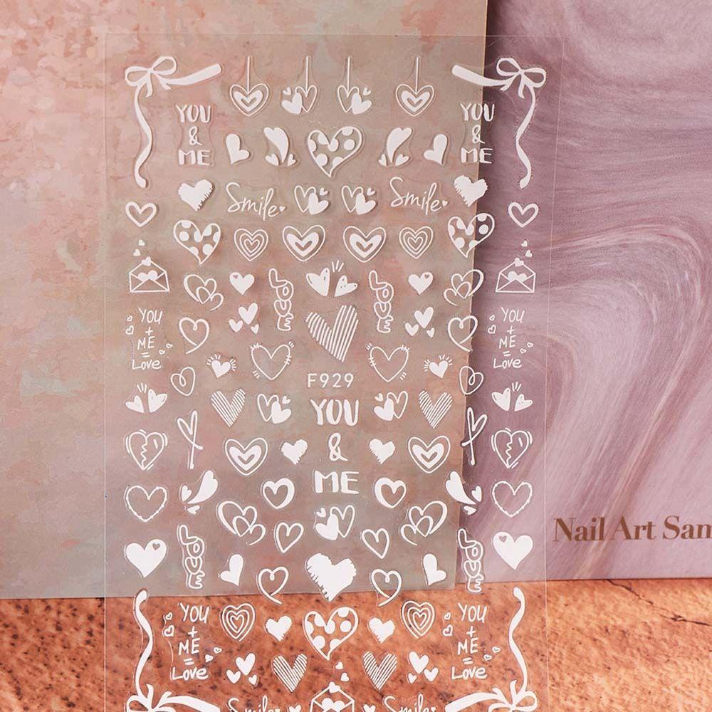 MXBEAUTY Stiker Kuku Hati Sweet Self Adhesive Ikatan Simpul Kaktus Hari Valentine Nail Art Nail Art Dekorasi