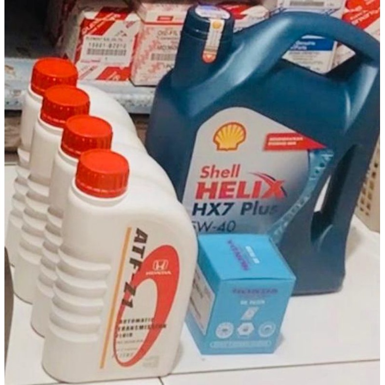 paket filter oli Shell Helix HX7 5W 40 + oli matic Honda ATF Z1 4Liter /Mobilio Brio jazz RS ge8 fre
