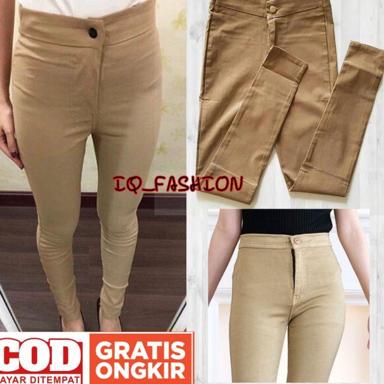 Recomended Miss Hotty Hh Waist Celana Jegging Cream Black | Celana Streth | Celana Impor