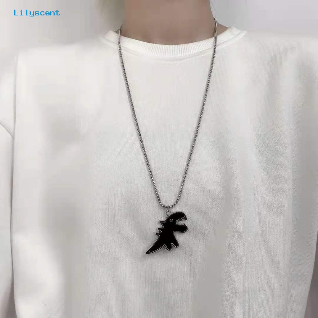 [LS] Couple Kalung Hip Hop Geometris Bentuk Hewan Rantai Bentuk O Wanita Pria Kartun Dinosaurus Liontin Kalung Perhiasan Hadiah Hari Kasih Sayang Untuk Club