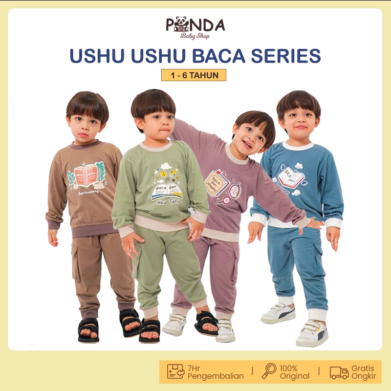 Ushu Ushu Baca Series Setelan Anak Laki - Setelan Stelan Baju Kaos Set Anak Laki Laki Cowok 1 2 3 4 5 6 Tahun