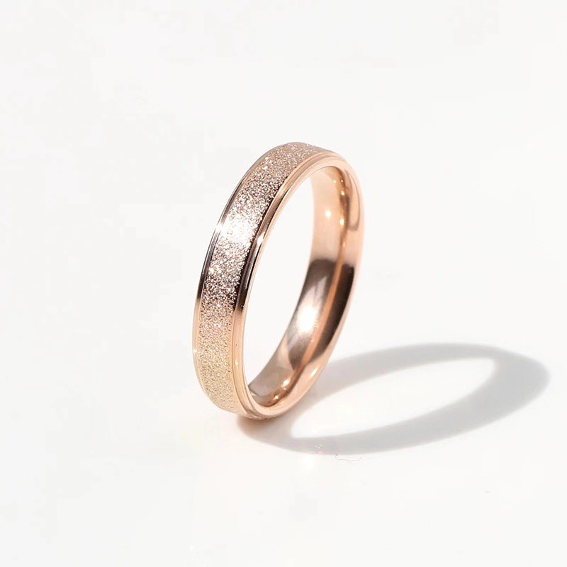 Cincin Bahan Titanium Steel |  Cincin Bahan Stainless Steel Lapis Rose Gold 18K Model Lebar | Cincin Pasangan Untuk Aksesoris