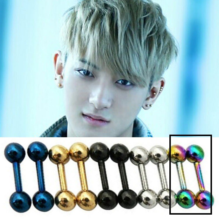 Missmiss Anting Tusuk Gantung Bahan Titanium Steel Desain Bola Dumbell Gaya Korea / Trendy Hypoallergenic Untuk Wanita