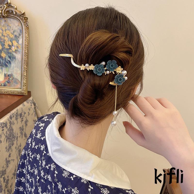 [KD] Plum Bunga Bobby Pin Temperamen Perempuan Indah High-end Jepit Rambut Super Peri Gaya Kuno