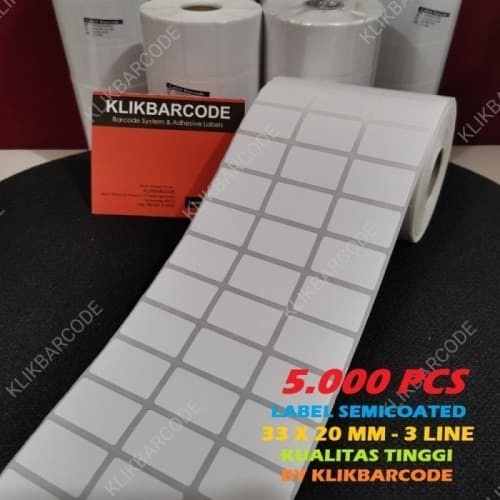 

MURAH LABEL BARCODE SEMICOAT 33 X 20 MM - 3 KOLOM - ISI 5.000 PCS - 33X20MM MURAH