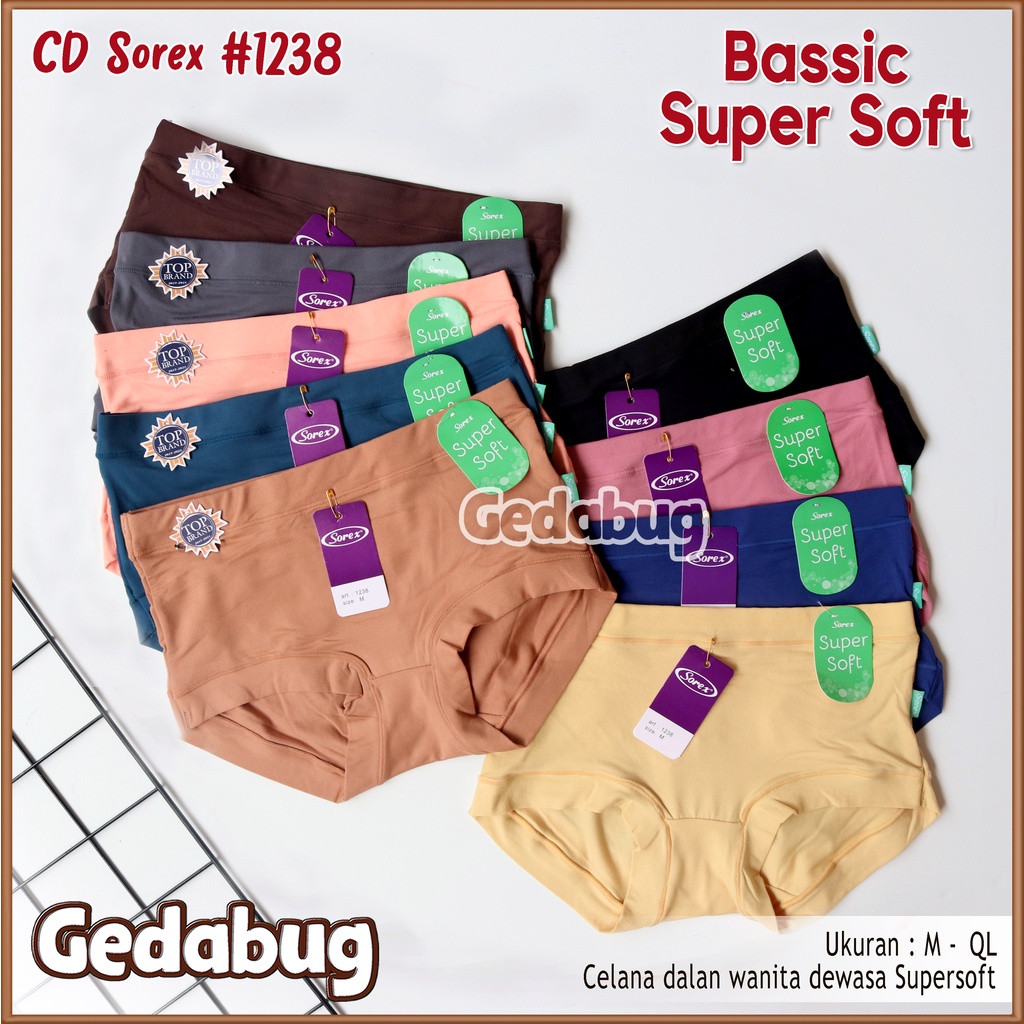 CD Sorex 1238 SuperSoft | Celana dalam wanita dewasa Bassic Sorex | Gedabug