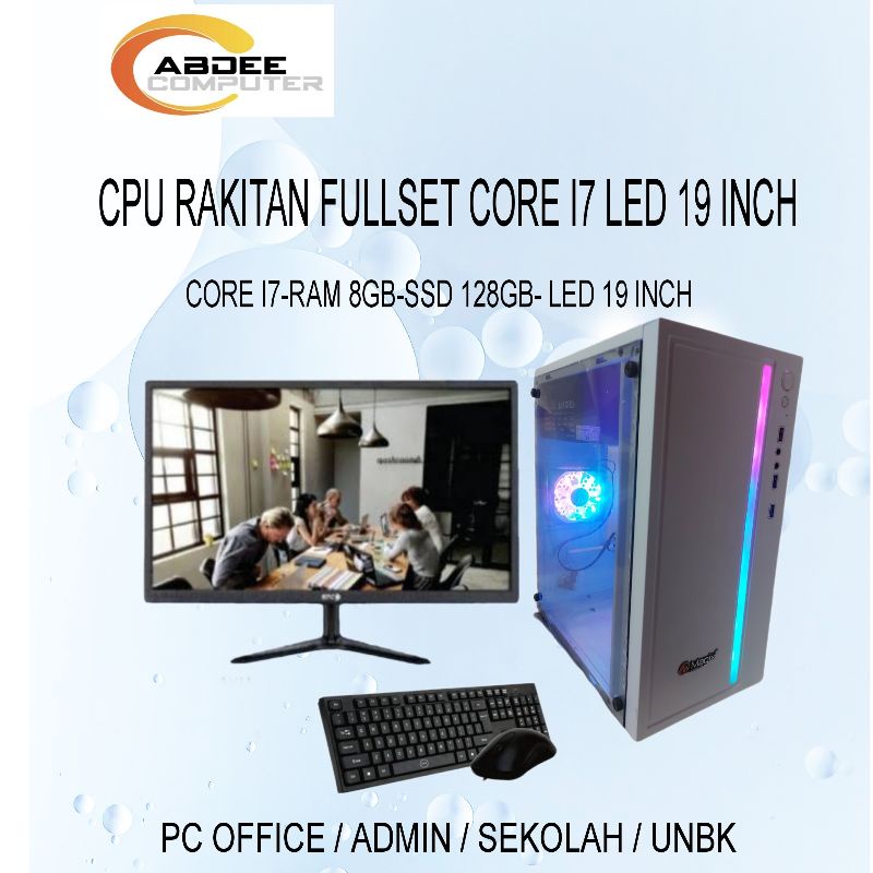 CPU RAKITAN PC CORE I7 RAM 8 GB SSD 128 GB PC ADMIN GARANSI 1 TAHUN