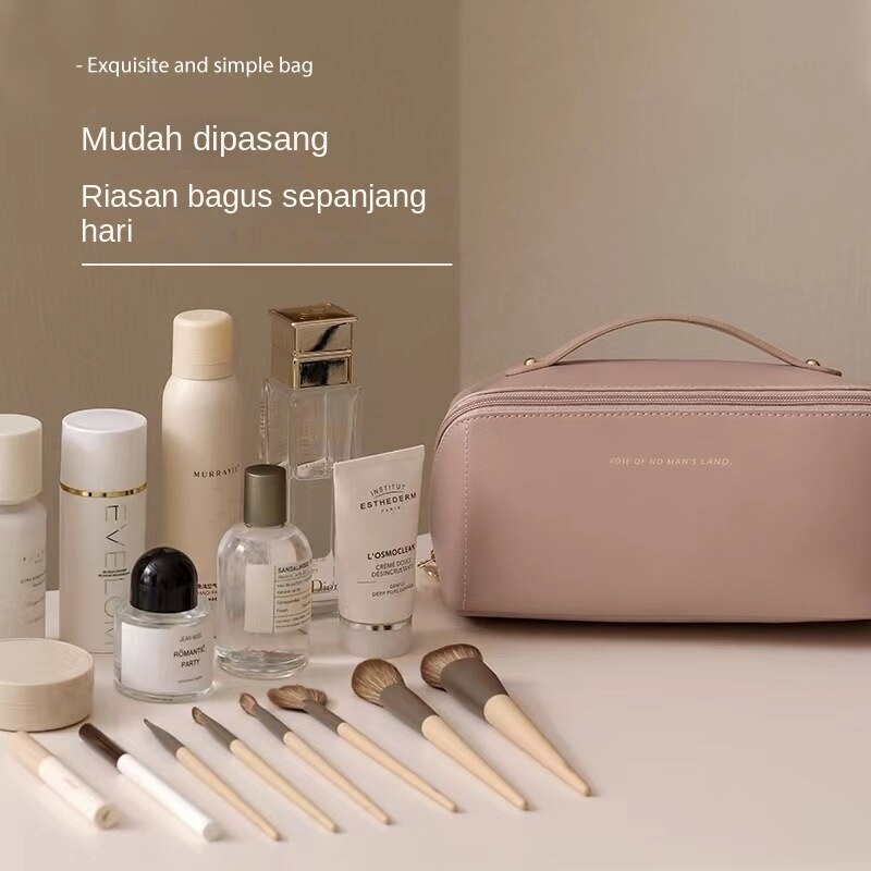 【COD】Tas Kosmetik Wanita/Ins Kapasitas Tas Kosmetik/kulit PU/Tas Cuci Multi-Layer/Whandbag Portabel