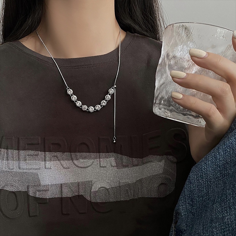 Kalung Wanita titanium zircon glitter Pengubah Ukuran Tarik