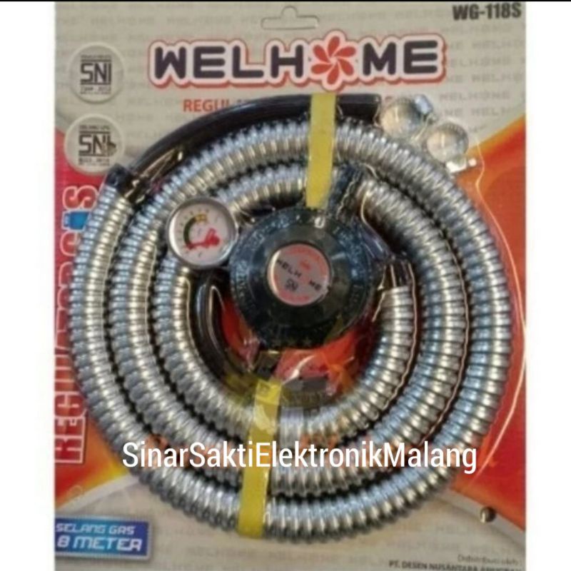 Welhome Regulator Meter dan Selang Paket Set Kompor Gas Murah SNI WG 118S