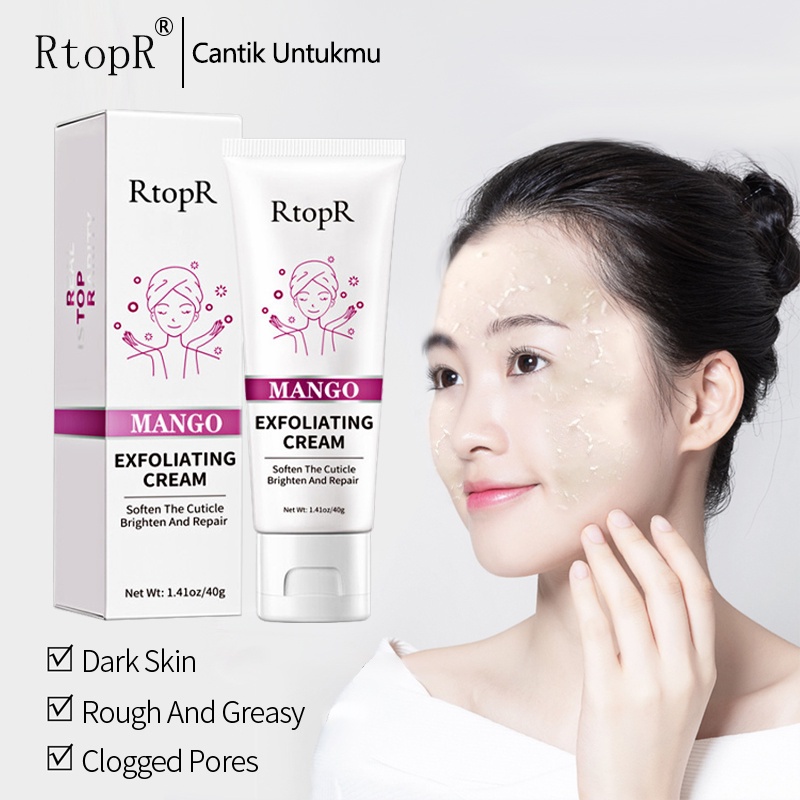 RtopR Mango Exfoliating Gel 40Gr -Face Scrub Eksfoliasi Wajah Untuk Pemutih Pelembab Exfoliasi Komedo Pembersih Jerawat Perawatan Wajah