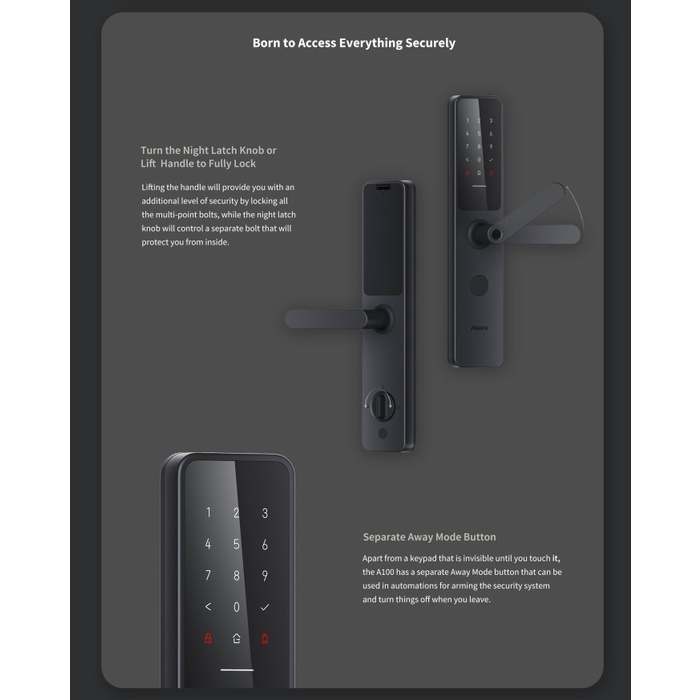 Aqara A100 Pro Zigbee Bluetooth 5.0 Apple HomeKit Kunci Pintu Pintar