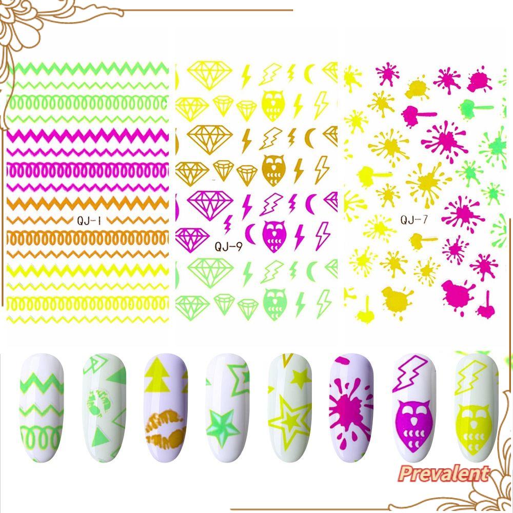 Preva Halloween Stiker Kuku Kecantikan Glow In Dark Manicure Luminous Nail Decal