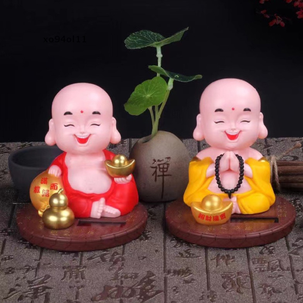 Xo Solar Lucu Nod Budha Kekayaan Maskot Ornamen Dekorasi Kamar Rumah Feng Shui Maitreya Buddha Monk Patung Dekorasi Interior Mobil OL