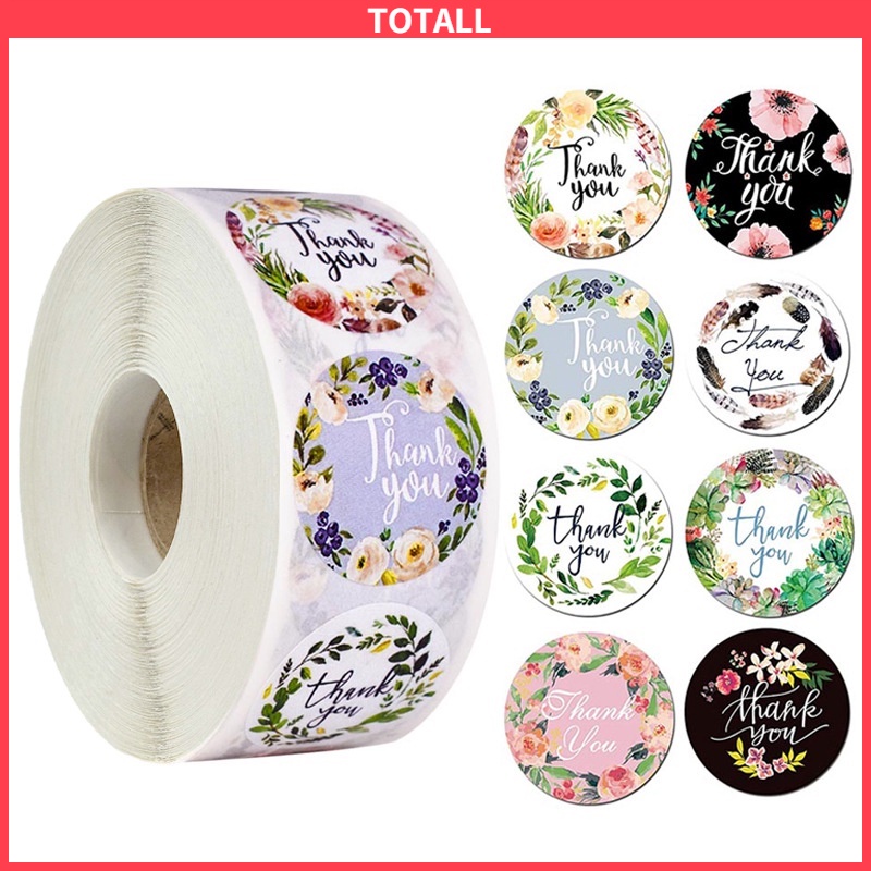 500 PCS / 1 ROLL STIKER TERIMA KASIH / STICKER THANK YOU TOTALL