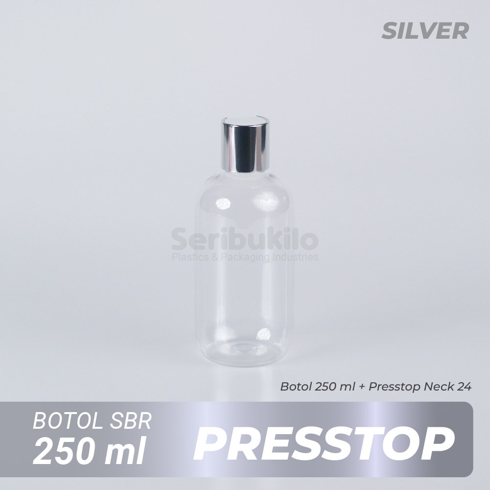 Botol Presstop SBR 250 ml/ Botol PET 250 ml Presstop/ Disctop Silver - Soft Gold - Dark Gold