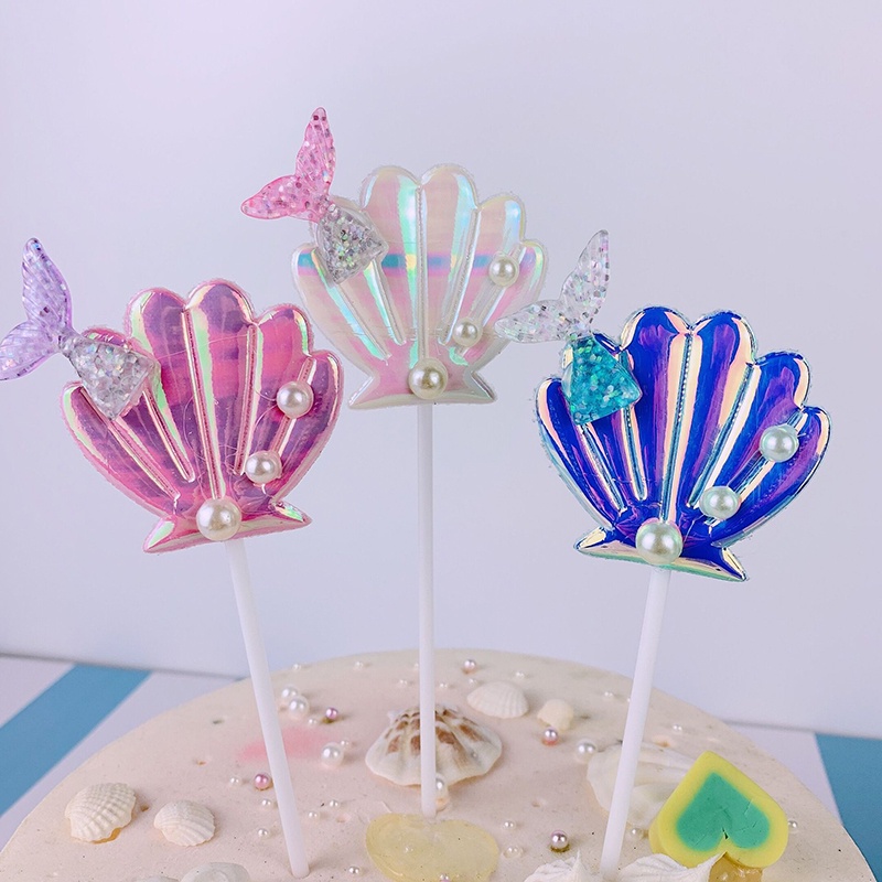 Topper Kue Bentuk Ekor Mermaid Untuk Dekorasi Pesta Ulang Tahun Baby Shower