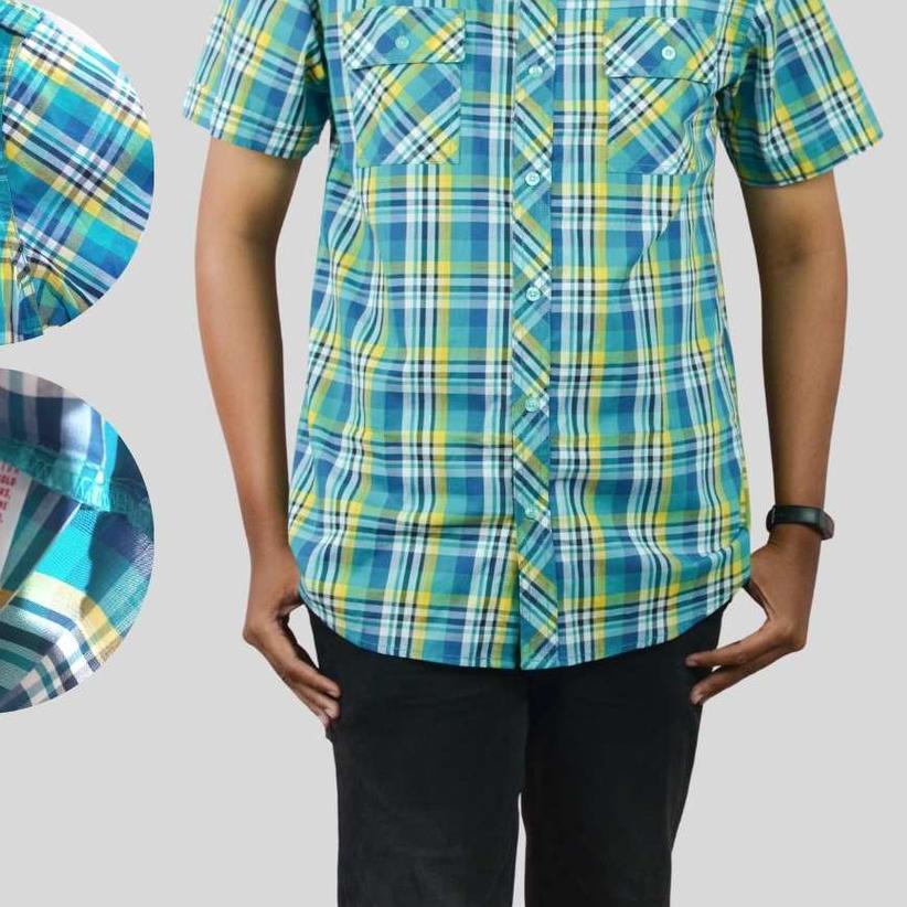 ☈ [12 varian] MOSSIMO - kemeja lengan pendek pria - motif kotak ❄