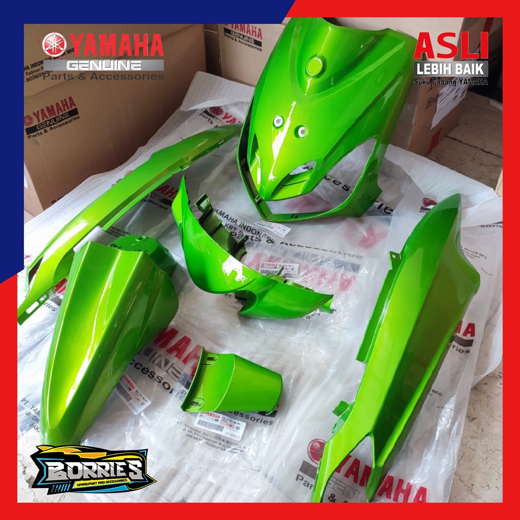 COVER BODY HALUS SET YAMAHA MIO SMILE 28D HIJAU BLUE METALIC ORI