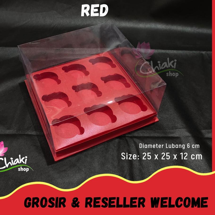 

ANA581 Box Cupcake isi 9 MERAH 25 x 25 x 12 Kotak Mika Donat Dus Kue Kardus RED Muffin Cake Pudding Karton |