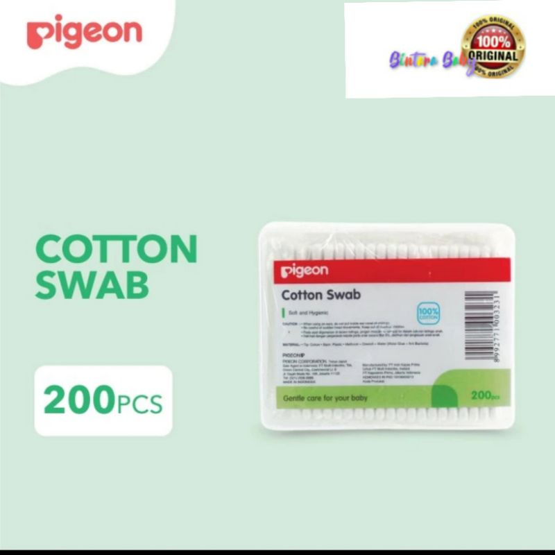 Pigeon Swab Small Tip Mix Cotton bud Pembersih Steril isi 200 with Box