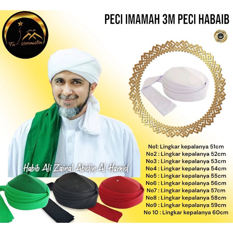 Peci Imamah peci habaib Permanen Panjang 3 Meter  Imamah untuk anak dan dewasa