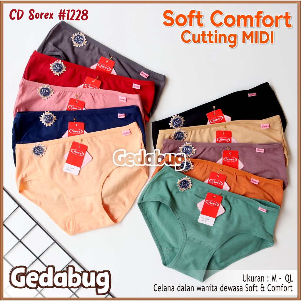 CD Wanita Sorex 1228 Cutting Midi | Celana dalam wanita dewasa Super Soft Simpel &amp; Elegant | Gedabug