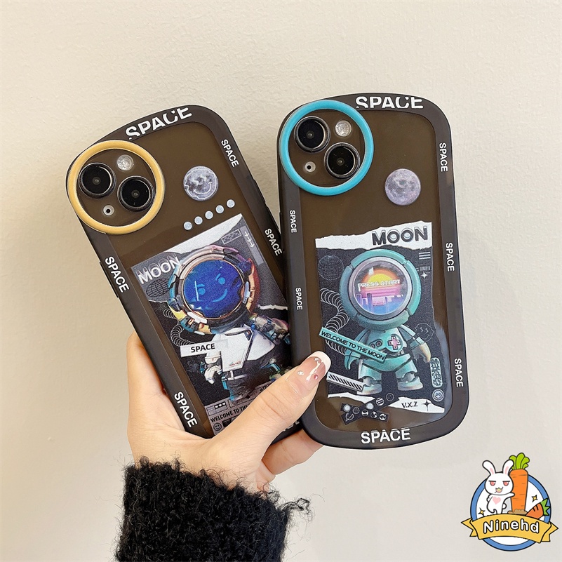 IPHONE Casing Kompatibel Untuk Iphone14 13 12 11 Pro Max Xr X Xs Max Iphone7 8 6 6s Plus SE 2020 Merek Trendi Astronot Square Phone Case Bumper Drop-Proof Soft Case Cover Pelindung