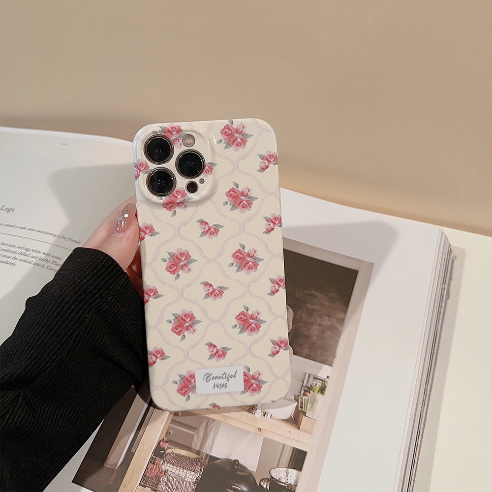 Ins Pink Flower Hard Shell Case Untuk Iphone SE 2020 7 /8 Plus 14x XR XM 11 12 13 PRO MAX Casing Pelindung Cove AT0050r