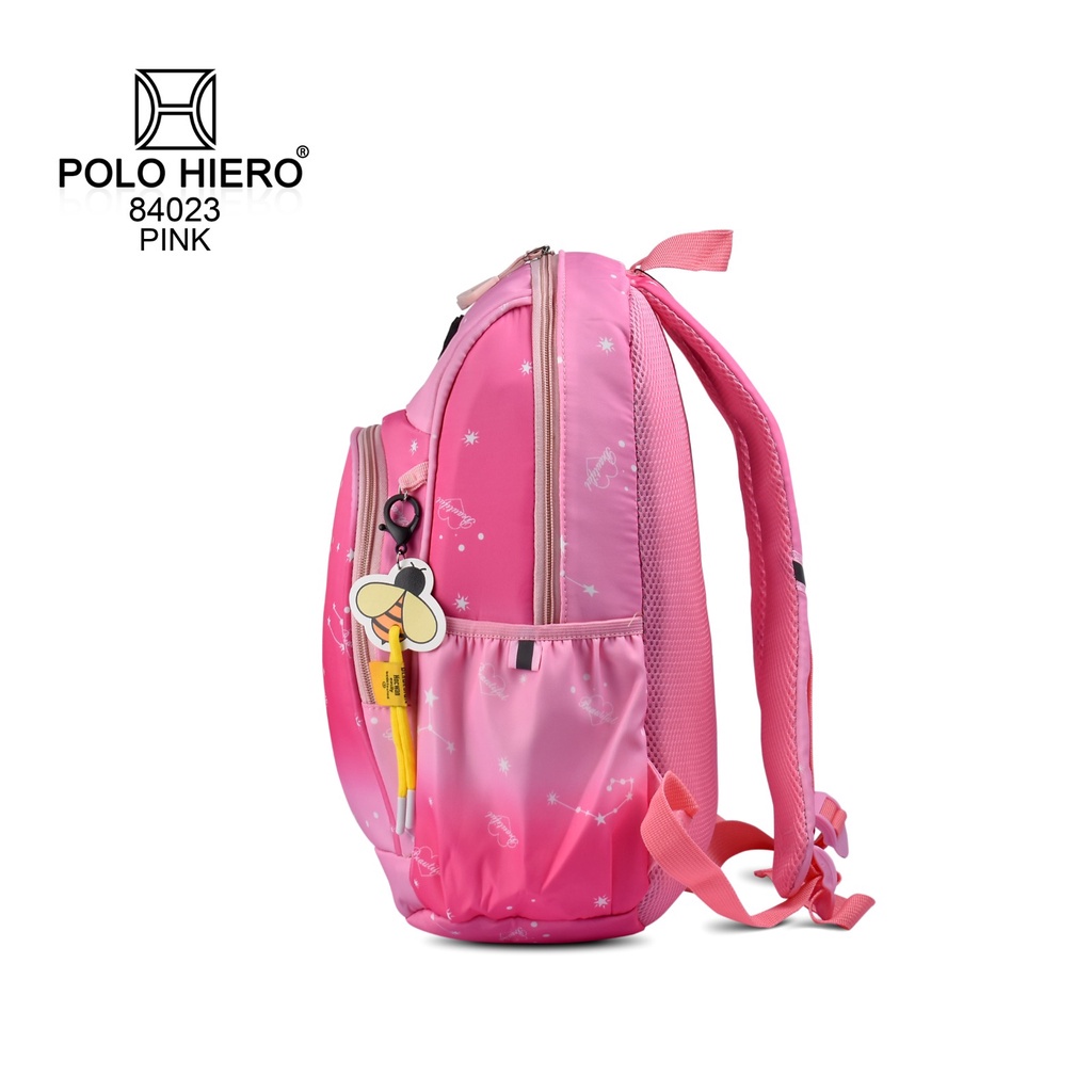 Tas Sekolah Polo Hiero 84023 Tas Fashion Anak Perempuan Ransel Laptop Pelangi