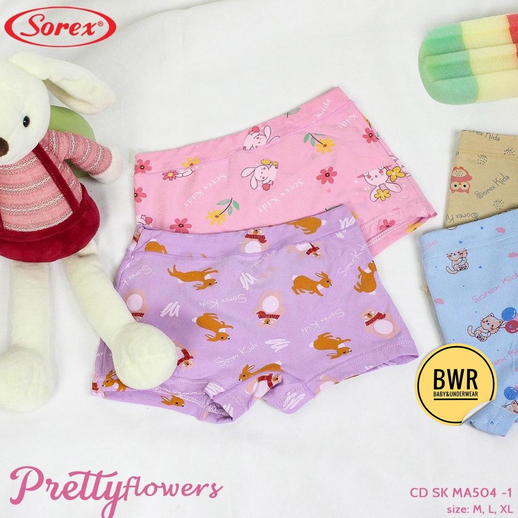 [ 3pc ] CD Boxer SOREX Kids MA 504 -1 / Celana Dalam Anak Perempuan Boxer Ma504 | Bwr