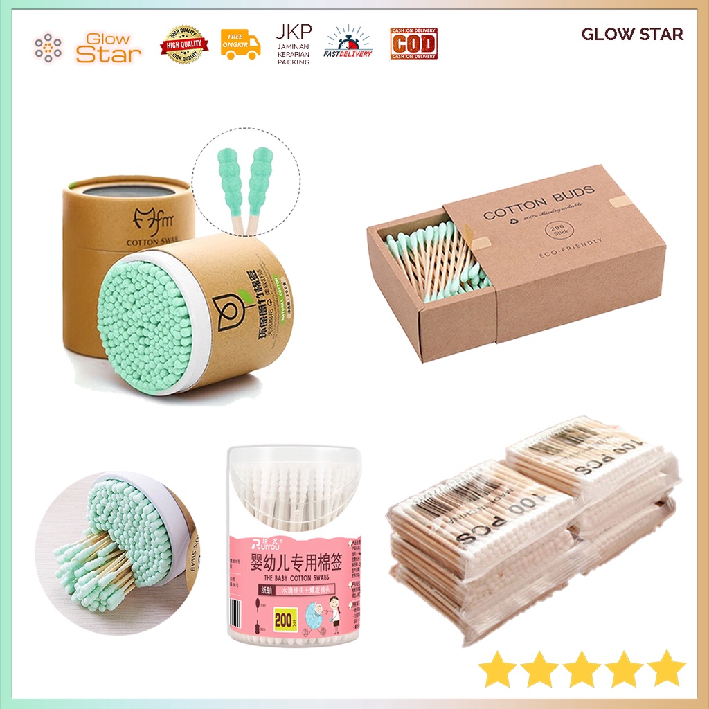 Cotton Buds Bambu Pembersih Telinga Korek Kuping Korek Kapas Lembut Aman Nyaman Anak Putih Soft halus Baby