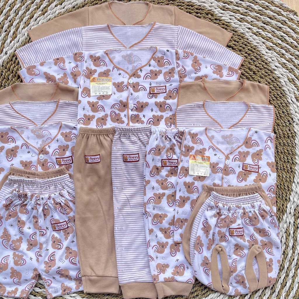 Paket Baju Bayi Newborn Arevy Babywear 0-3 Bln Cream Series Perlengkapan Bayi Baru Lahir &amp; Kado Baby Giftset Paket Lahiran Setelan Baju Bayi Celana Bayi Baru Lahir Baju Panjang Celana Panjang Baju Pendek Celana Pendek Baju Kutung Celana pop