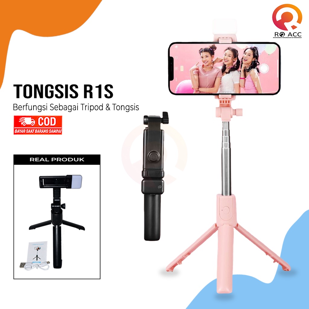 [RO ACC]NVN-R1S TONGSIS SELFIE STICK TRIPOD WITH LED BLUETOOTH REMOTE