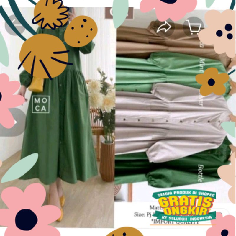 Midi Dress Katun Linen Rami Premium Pocku Midi Dress Katun Linen Rami / tosca mint