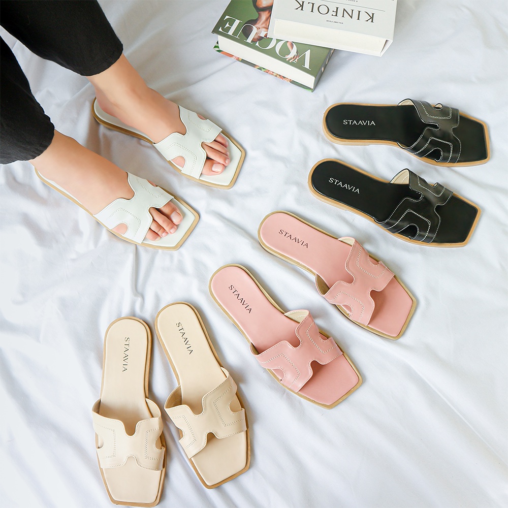 Sandal Flat Wanita Model H Sendal Slop Wanita Terbaru Sandal Slide - Mesha