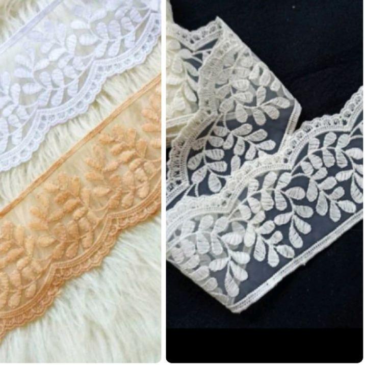 COD - Renda organdi bordir gyper giper rajut untuk mukenah mukena hijab khimar roll Trendy .