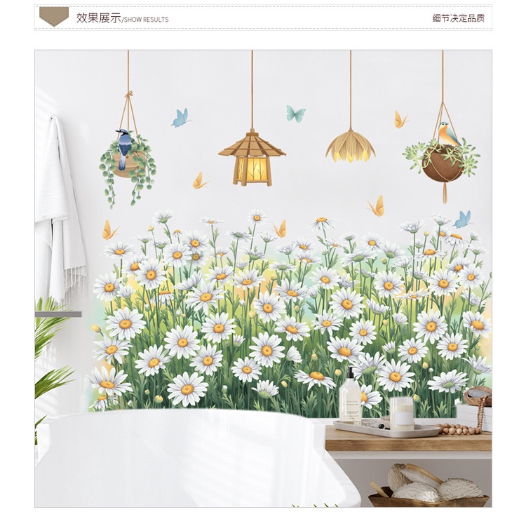 Daisy Skirting Stiker Dinding Hias Lampu Plafon Kamar Anak Kamar Tidur Background Removable Wallpaper