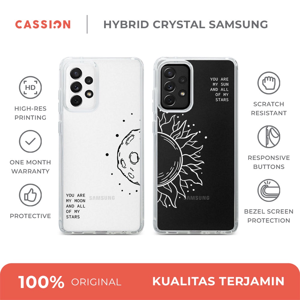 Case Samsung A54 A34 A14 A73 A53 A33 A13 A23 M23 A72 A52 A22 4G A32 5G Cassion Hybrid Moon and Sun