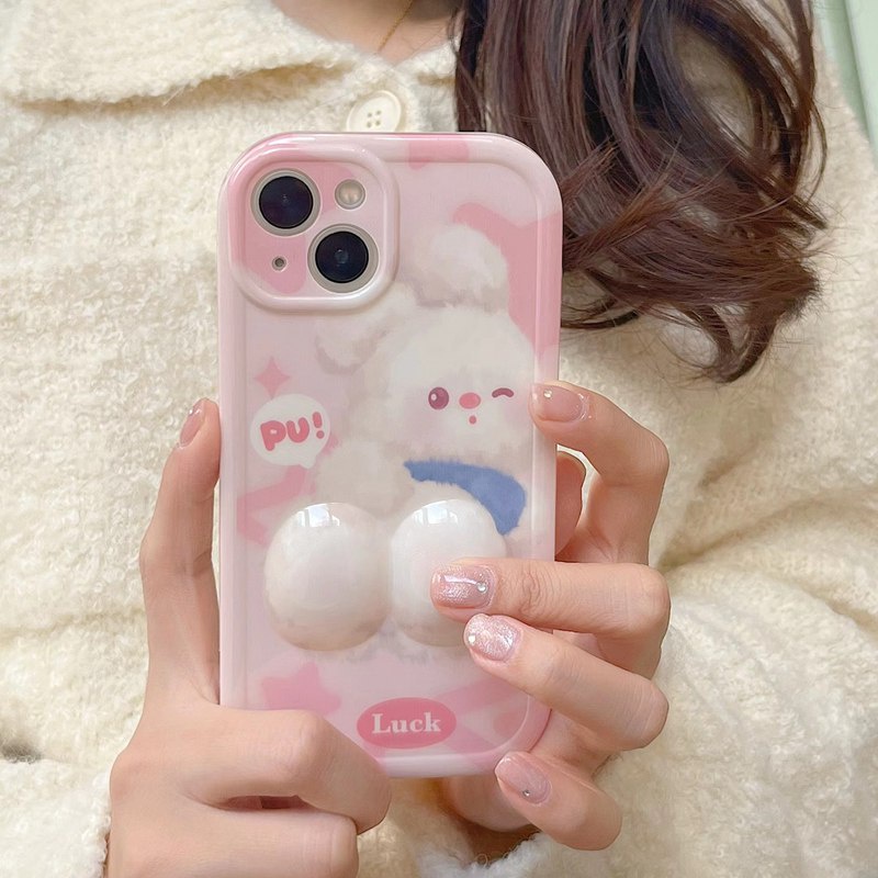 Pinch Plush Bunny Backside Soft Case HP iP iPhone 14 Plus 11 12 13 Pro Max New Casing Apple