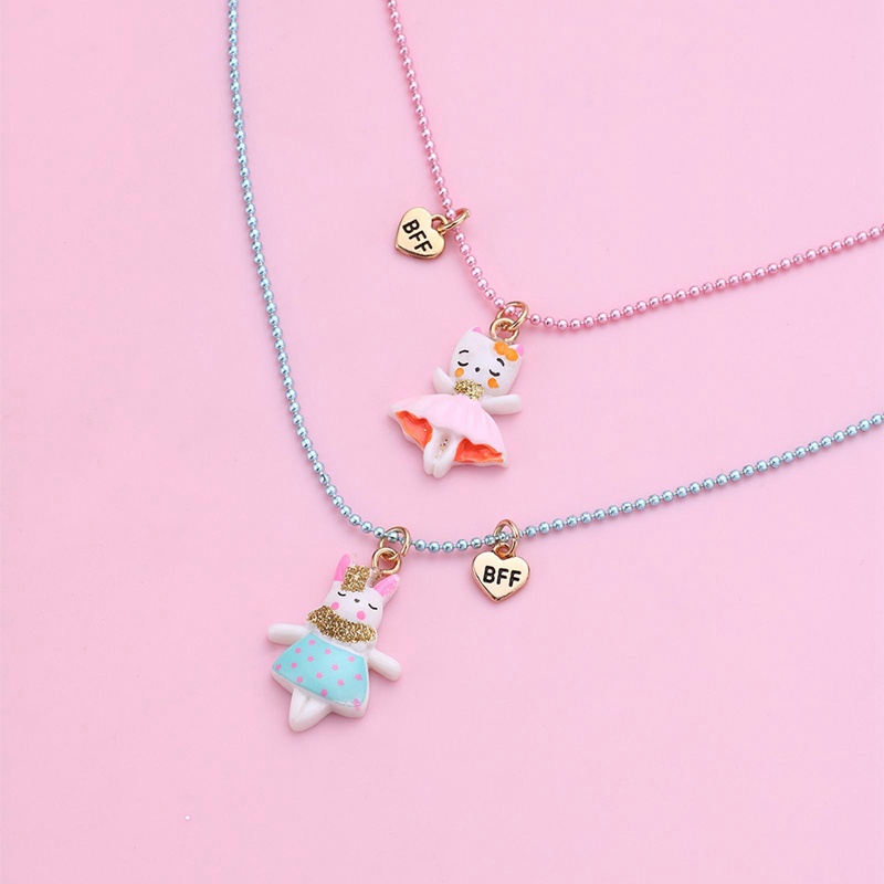 2pcs/set Fashion Trendi Sahabat Cinta Madu Pasangan Unicorn Kucing Liontin Kalung Untuk Wanita Rantai BFF Persahabatan Perhiasan